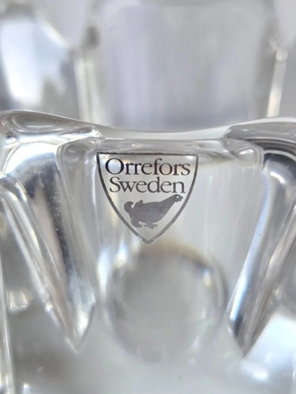 Signed Orrefors Crystal Corona Bowl by 4.5 inches Diameter x 3 inches High